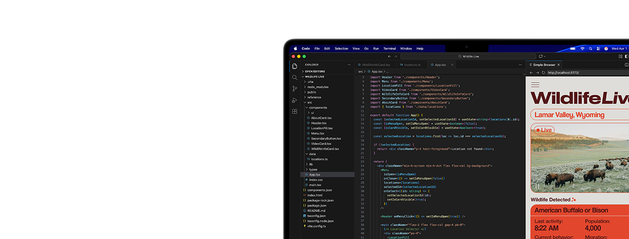 Programming tool Code running on Mac, as well as app previews