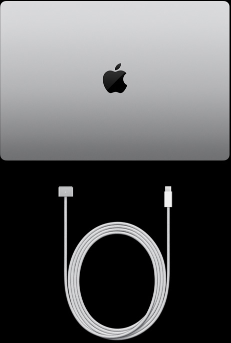 16 colių „MacBookPro“ ir „USB-C to MagSafe 3“ laidas