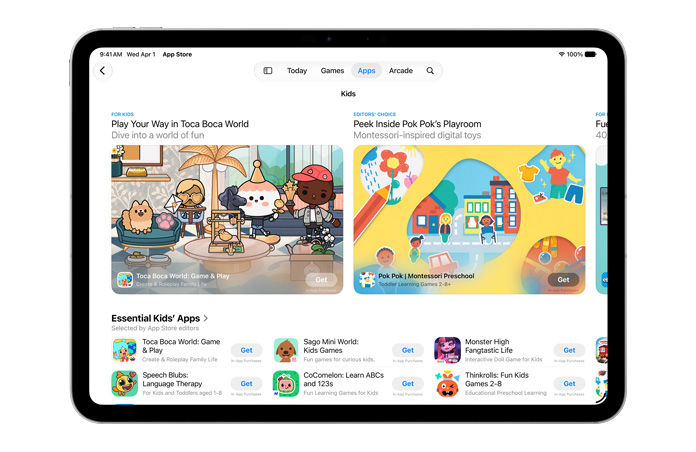 Screen displaying the Made for Kids section on the App Store.