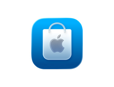 Apple Store-app, symbool van winkeltasje, blauw