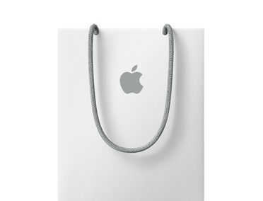 Winkeltasje van Apple in de kleur wit met Apple logo aan de bovenkant