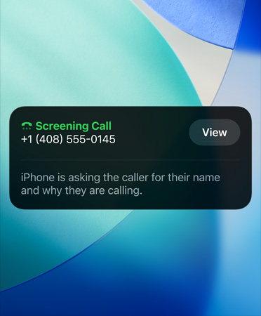 App d’iPhone montrant la fonctionnalité de filtrage d’appels en cours d’utilisation