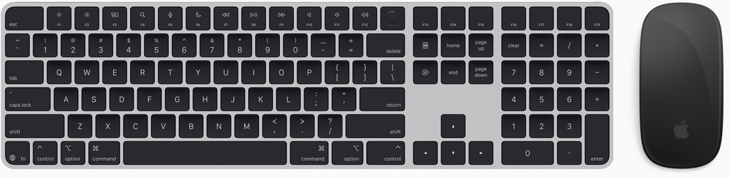 „Magic Keyboard“ ir „Magic Mouse“ vaizdas iš viršaus